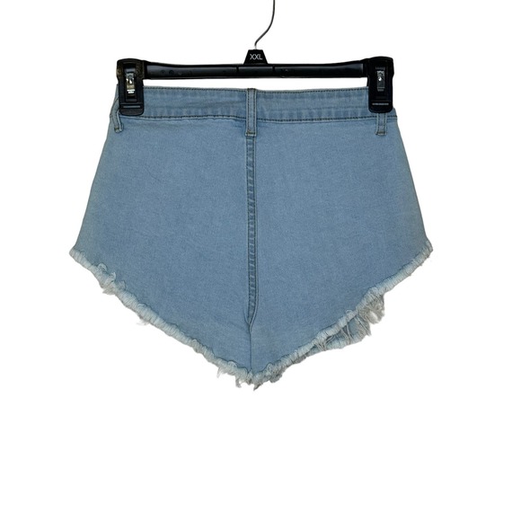 Shein Women's Sexy Shorts Ripped Raw Hem Stretch Mid-Rise Denim Blue 25 NWT - Picture 8 of 8
